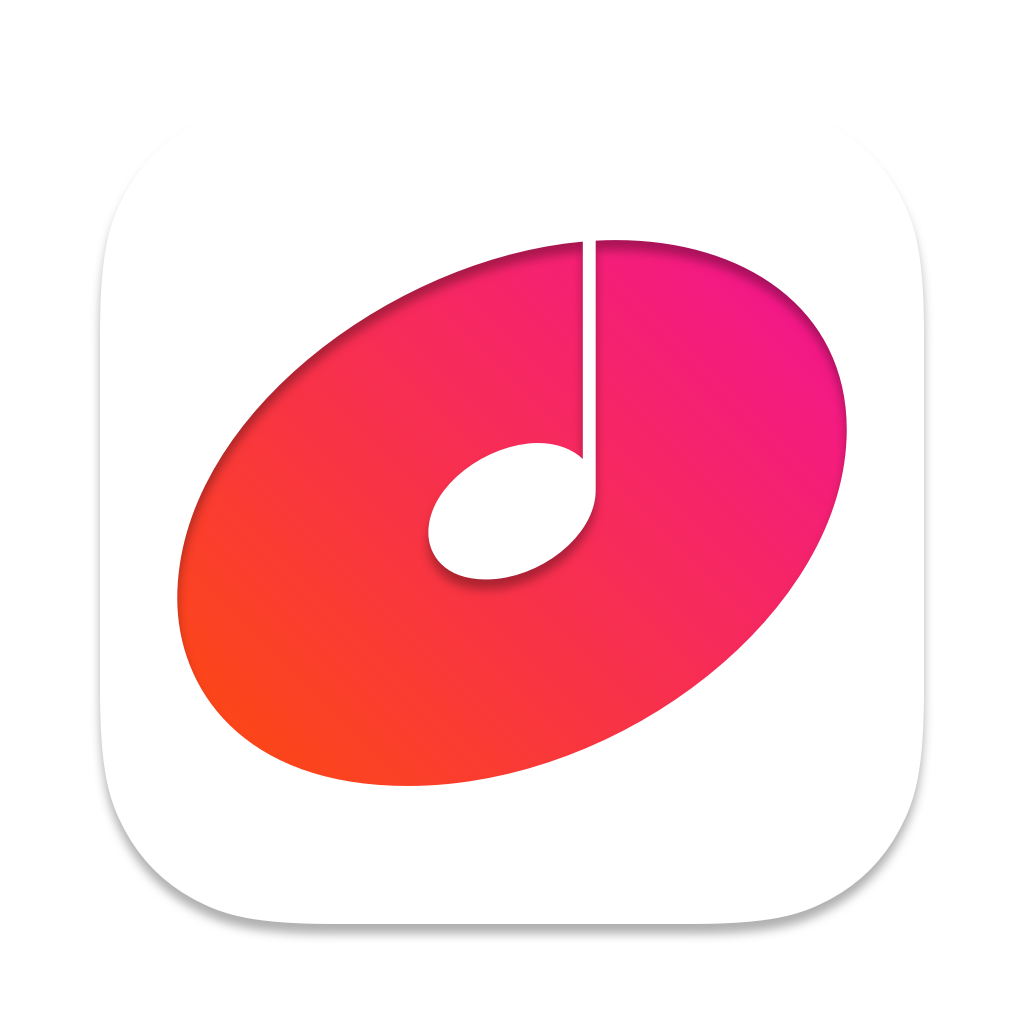 Alto app icon: A cutout of a pseudo-Compact Disc and note stem in a rounded white rectangle