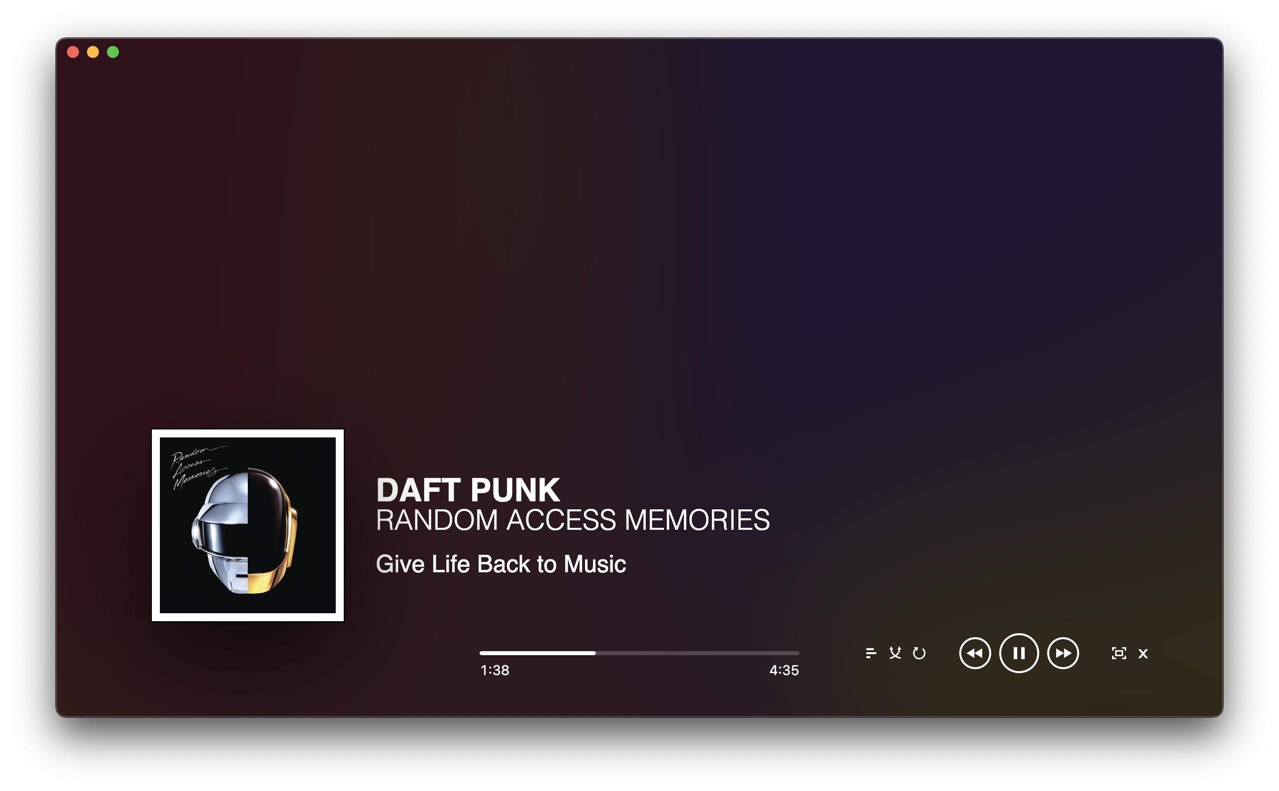 screenshot of Now Playing information screen/screensaver